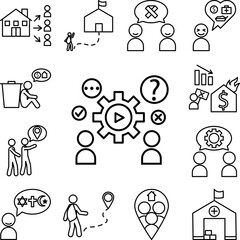 prosses system icon in a collection with other items