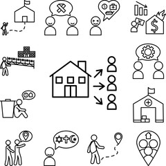 diaspora distribution icon in a collection with other items