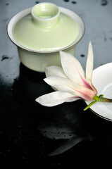 Obraz na płótnie Canvas still life:magnolia blossom and tea set 