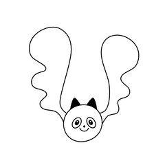 Doodle cute happy bat with its wings raised up. Vector illustration.Outline.Isolated on white background.