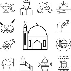 Naklejka premium Small Mosque icon in a collection with other items