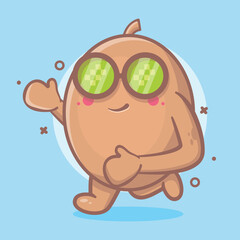funny kiwi fruit character mascot running isolated cartoon in flat style design
