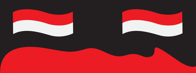 Indonesian independence black background 17 august.For Vector illustration. The red and white flag with the number 77 as a sign or symbol commemorating Indonesia's independence day.