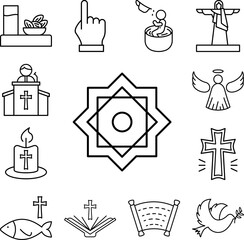 Fototapeta premium Rub el Hizb, Islamic icon in a collection with other items