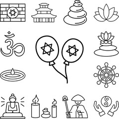 Jewish balloons icon in a collection with other items
