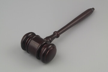 Judge gavel on gray background