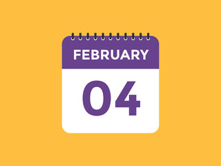 February 04 Calendar icon Design. Calendar Date 04th February. Calendar template 
