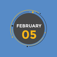 February 05 Calendar icon Design. Calendar Date 05th February. Calendar template 
