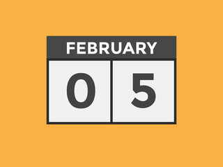February 05 Calendar icon Design. Calendar Date 05th February. Calendar template 
