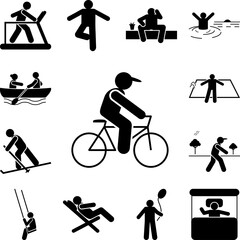 Bicycle, cycling, riding icon in a collection with other items