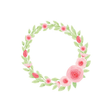 Pink Flower Wreath Watercolor