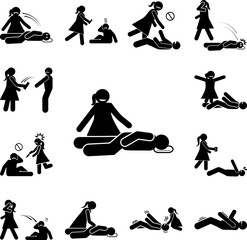 Care lay down rest icon in a collection with other items