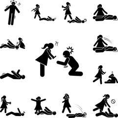 Man call help seizure icon in a collection with other items