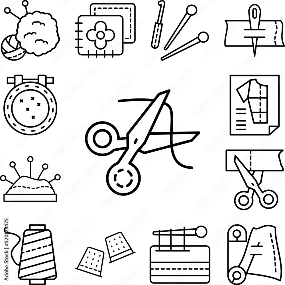 Poster scissors, thread icon in a collection with other items