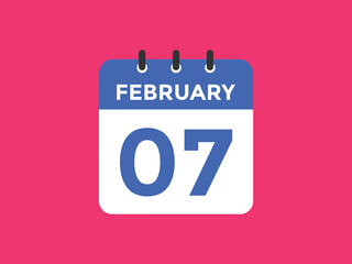 February 07 calendar reminder. 07th February daily calendar icon template. Vector illustration 
