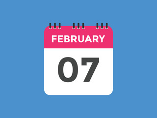 February 07 calendar reminder. 07th February daily calendar icon template. Vector illustration 
