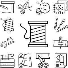 Fototapeta premium Threads, sewing icon in a collection with other items