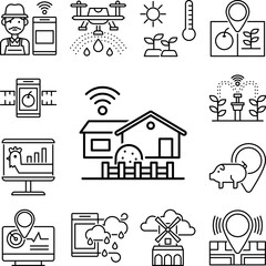 Smart farm, farm icon in a collection with other items
