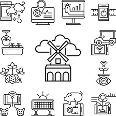 Fototapeta premium Smart farm, windmill icon in a collection with other items