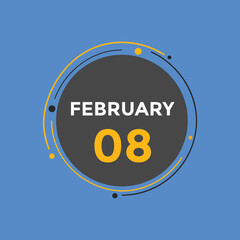 February 08 Calendar icon Design. Calendar Date 08th February. Calendar template 
