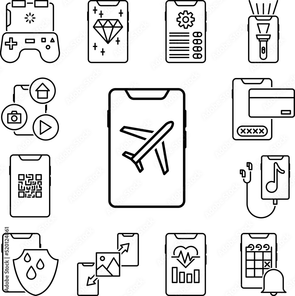 Poster smartphone flight mode icon in a collection with other items
