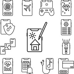 Smartphone drawing icon in a collection with other items