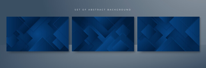 Set of modern minimal geometric blue background abstract design. Vector abstract graphic design banner pattern background template.