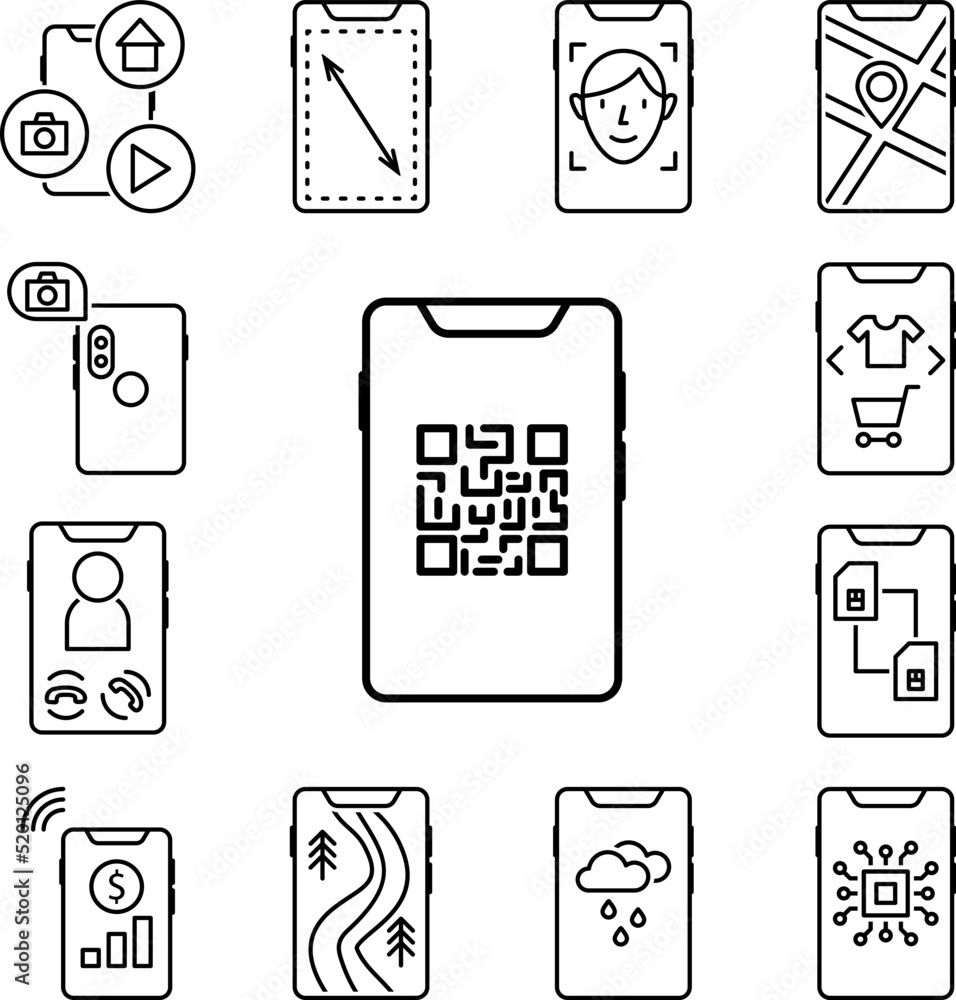Poster smartphone qr icon in a collection with other items