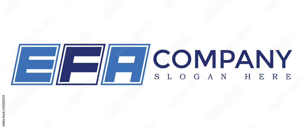 Poster efa three letter rounded rectangle boxes shape element symbol digital initial technology media busin