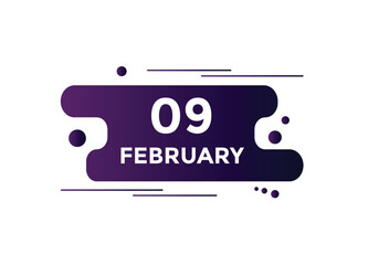February 09 Calendar icon Design. Calendar Date 09th February. Calendar template 
