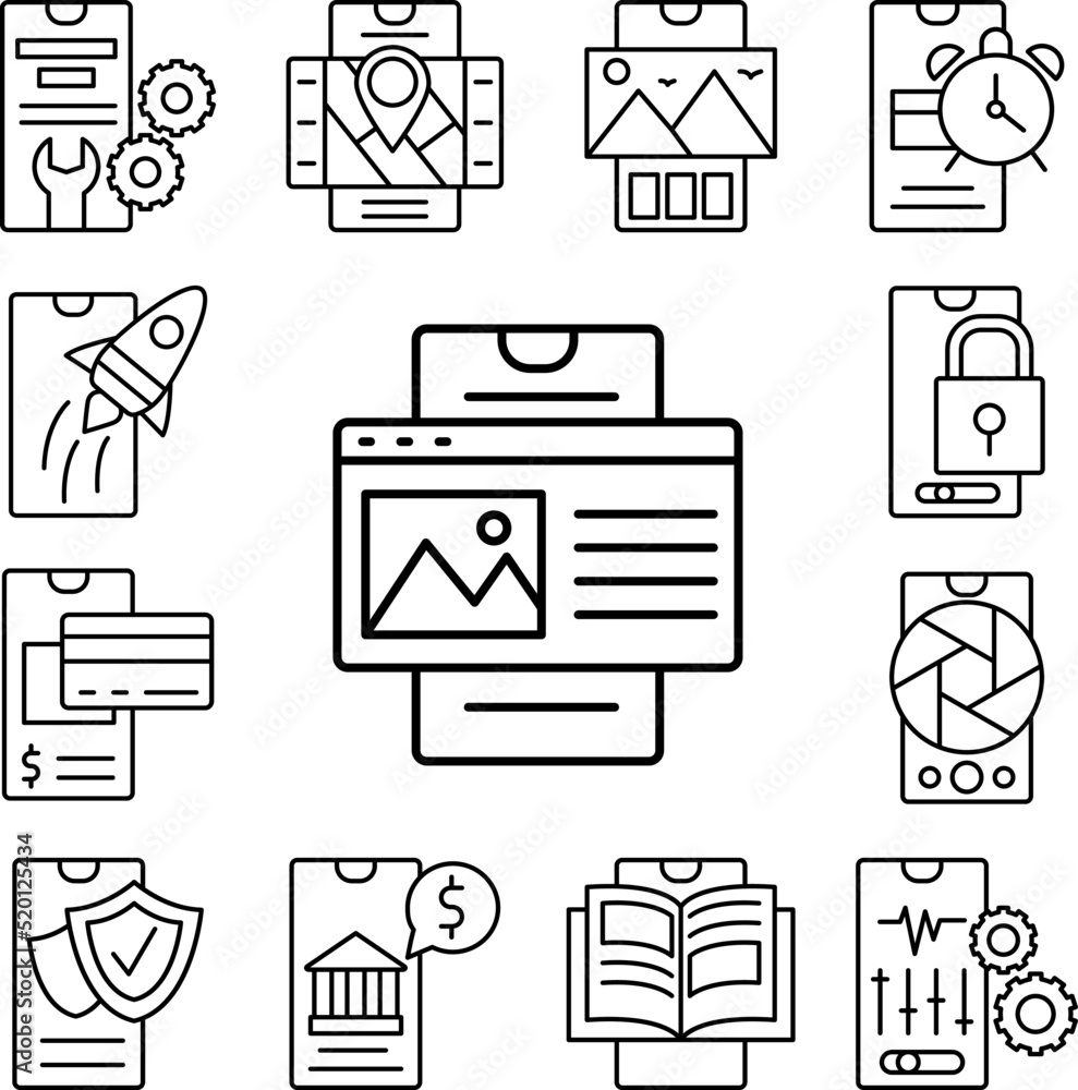 Poster smartphone website icon in a collection with other items