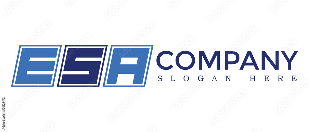 Poster esa three letter rounded rectangle boxes shape element symbol digital initial technology media busin