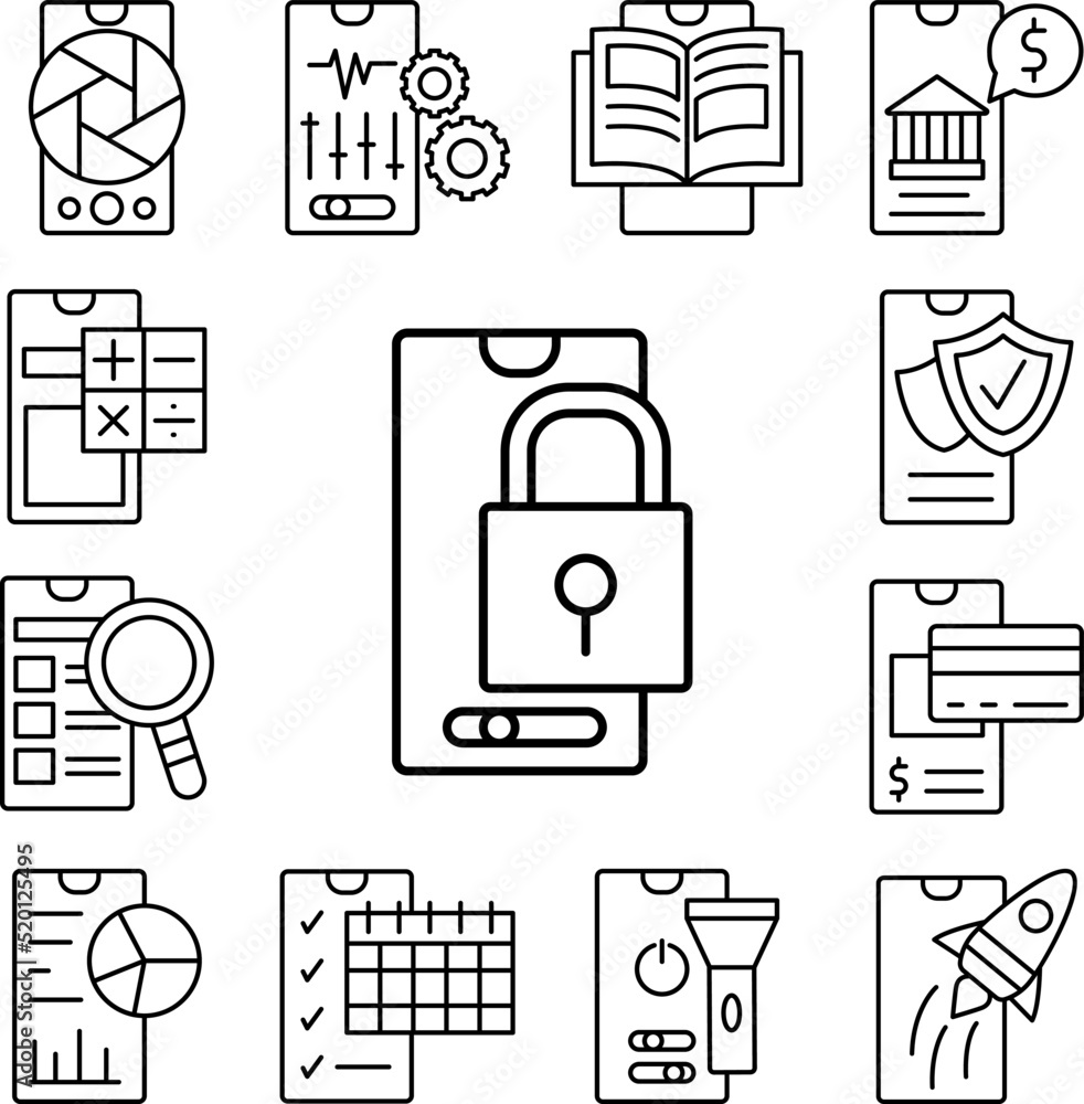 Poster smartphone lock security icon in a collection with other items