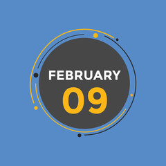 February 09 Calendar icon Design. Calendar Date 09th February. Calendar template 
