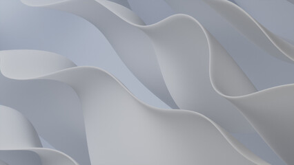 Contemporary 3D Design Background, with Undulating, Abstract White Surfaces. 3D Render.