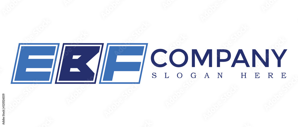 Poster ebf three letter rounded rectangle boxes shape element symbol digital initial technology media busin