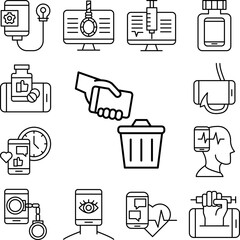 Trash, smartphone icon in a collection with other items