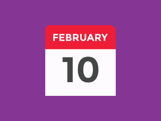 February 10 Calendar icon Design. Calendar Date 10th February. Calendar template 
