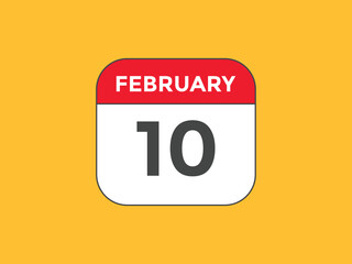 February 10 Calendar icon Design. Calendar Date 10th February. Calendar template 
