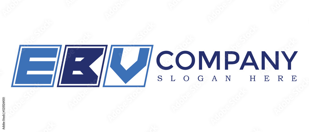 Poster ebv three letter rounded rectangle boxes shape element symbol digital initial technology media busin
