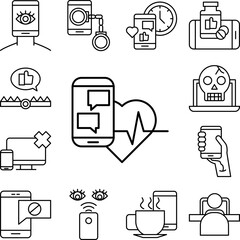 Heart, pulse, chat icon in a collection with other items