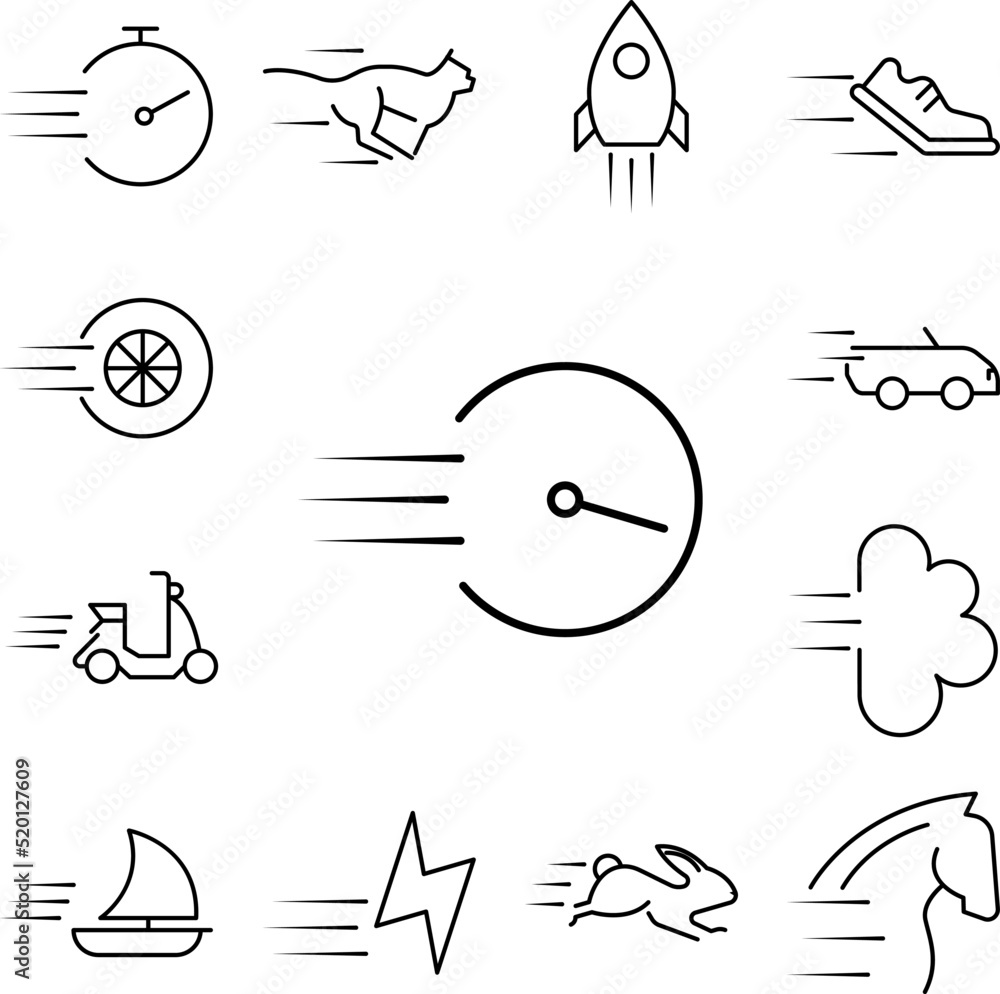 Poster speedometer icon in a collection with other items