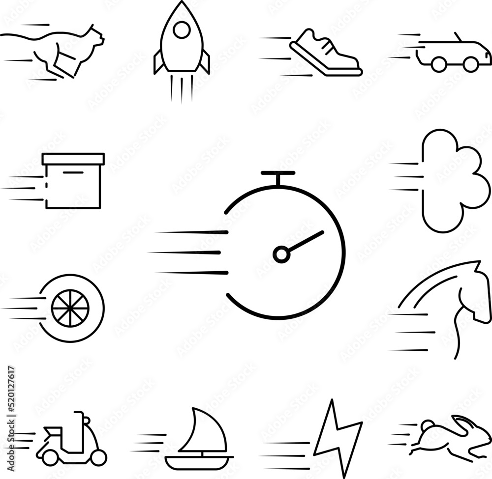 Poster chronometer icon in a collection with other items