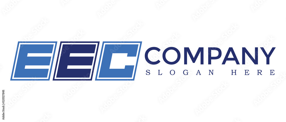 Poster eec three letter rounded rectangle boxes shape element symbol digital initial technology media busin