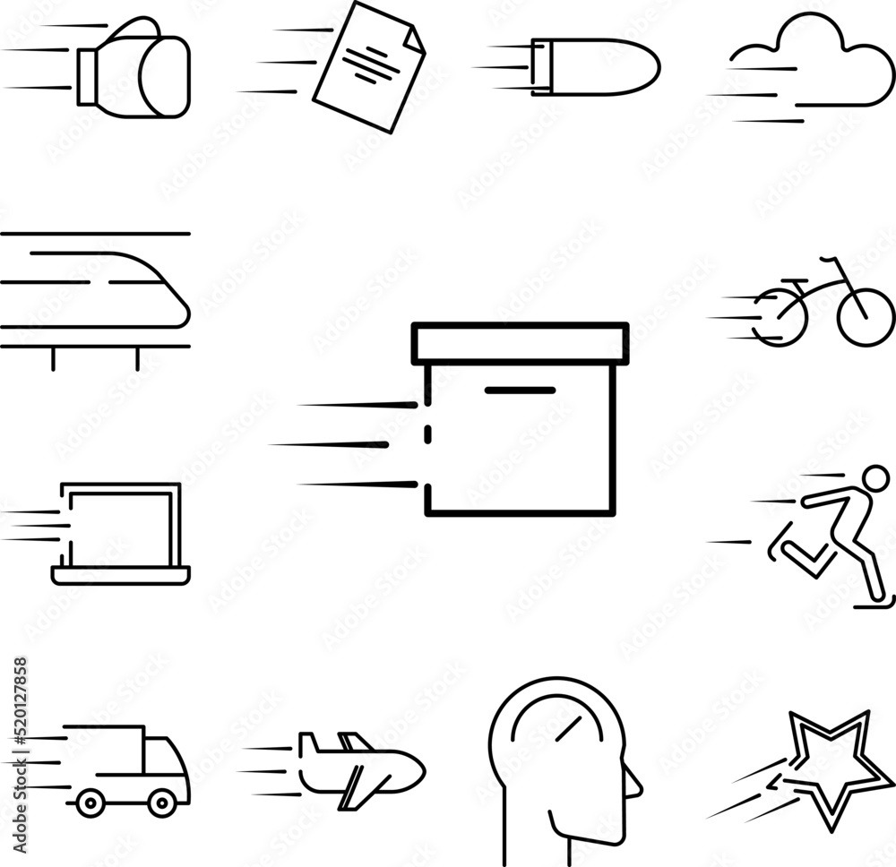 Poster speed box icon in a collection with other items