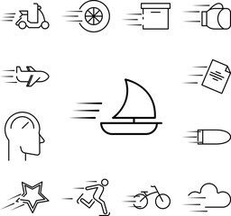 Obraz premium speed boat icon in a collection with other items