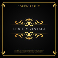 Elegant luxury vintage gold ornament with frame decorative style