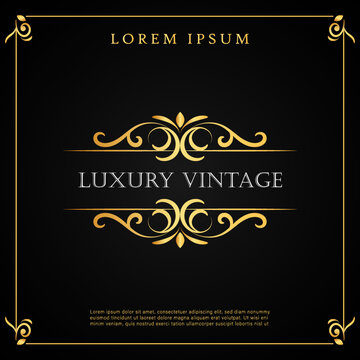 Elegant luxury vintage gold ornament with frame decorative style
