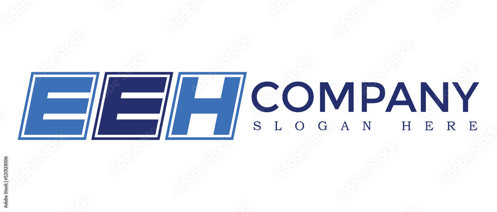 Poster eeh three letter rounded rectangle boxes shape element symbol digital initial technology media busin