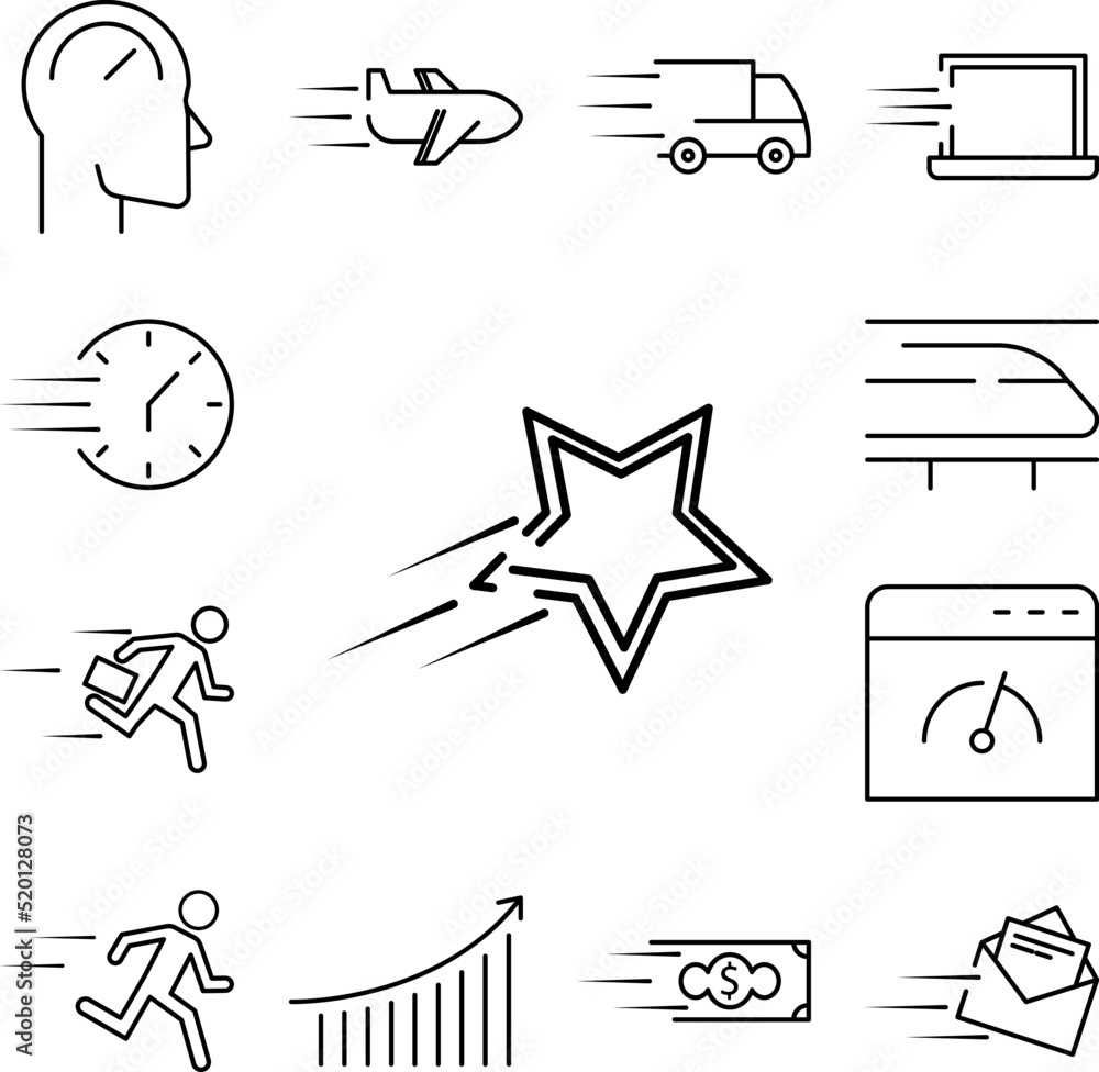 Poster speed star icon in a collection with other items